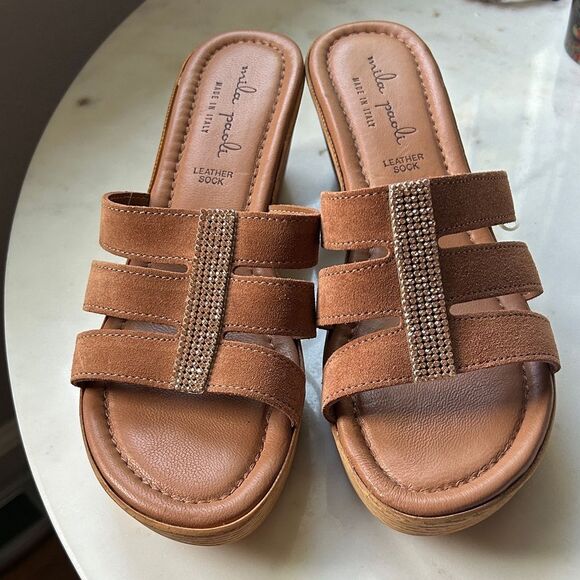 New Mila Paoli Tan Strappy leather Sandals 7.5 - Picture 2 of 9